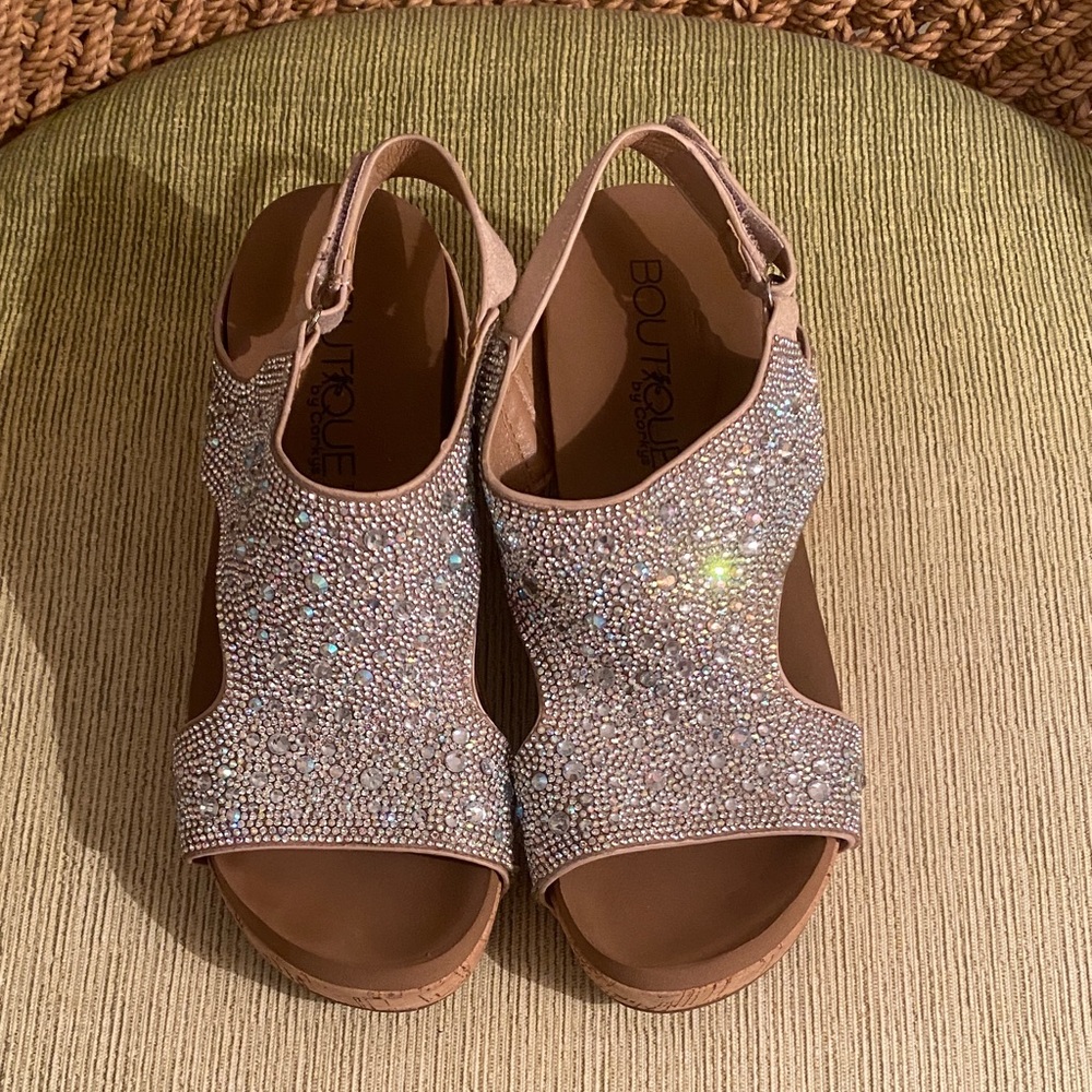 Corkys The Ashley Rhinestone Wedge Sandals. Size 6. Gorgeous Sandals!